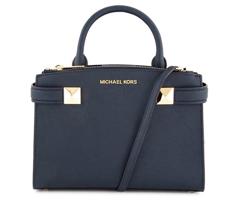 michael kors karla small leather satchel bag navy|Michael Michael Kors Karla Small East West Leather Satchel.